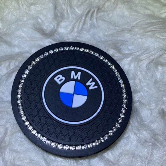 BMW | PU Leather Logo Keychain & 2 Silicon Cupholder Coasters | NEW - Picture 4 of 4